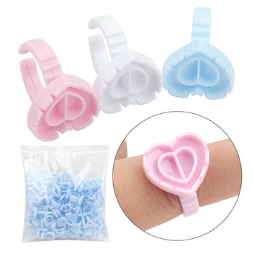 100PCS Disposable Heart-shaped Glue Rings for Eyelash Extension